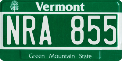 VT license plate NRA855