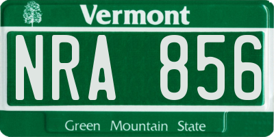 VT license plate NRA856