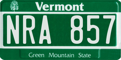 VT license plate NRA857
