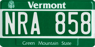 VT license plate NRA858
