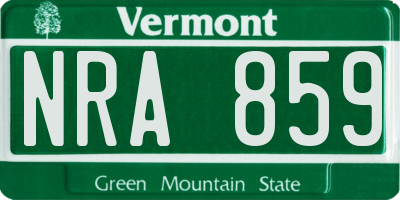 VT license plate NRA859