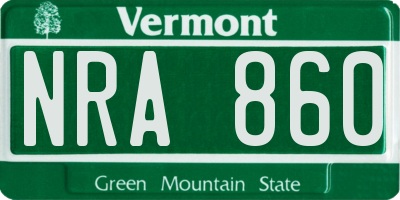 VT license plate NRA860