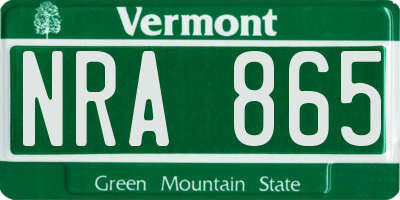 VT license plate NRA865