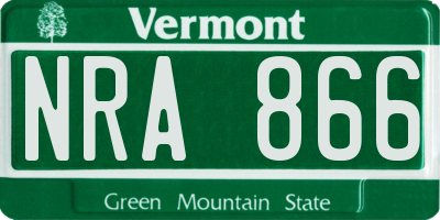 VT license plate NRA866