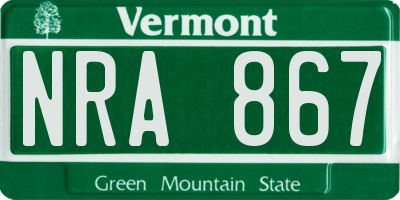 VT license plate NRA867