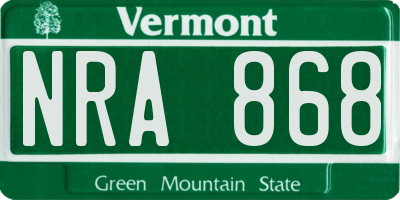 VT license plate NRA868