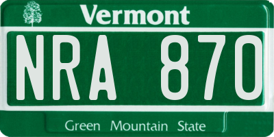 VT license plate NRA870