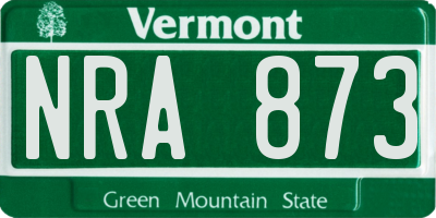 VT license plate NRA873