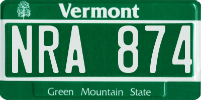 VT license plate NRA874