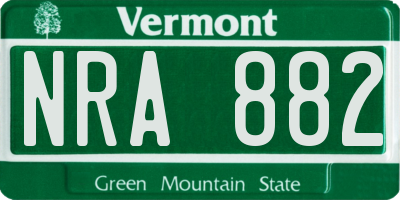 VT license plate NRA882