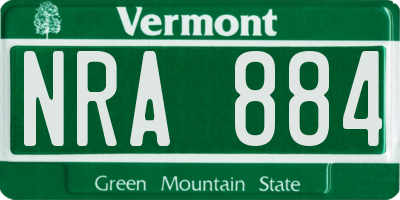 VT license plate NRA884