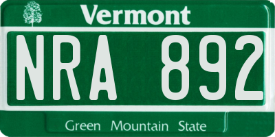 VT license plate NRA892