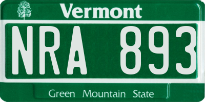 VT license plate NRA893
