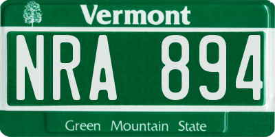 VT license plate NRA894