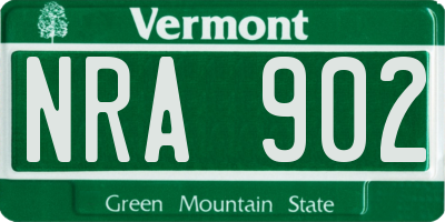 VT license plate NRA902
