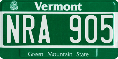 VT license plate NRA905