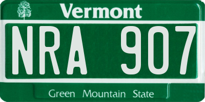 VT license plate NRA907
