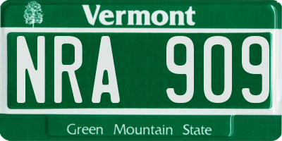 VT license plate NRA909
