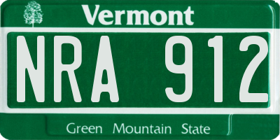 VT license plate NRA912