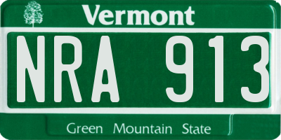 VT license plate NRA913