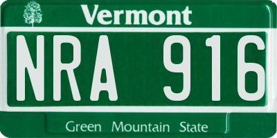 VT license plate NRA916