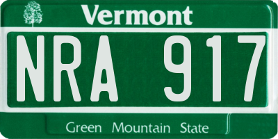 VT license plate NRA917