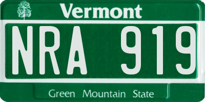 VT license plate NRA919