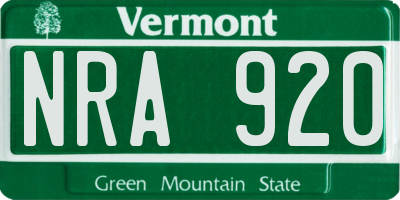 VT license plate NRA920