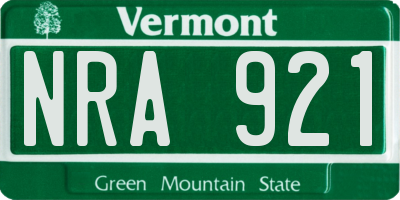 VT license plate NRA921