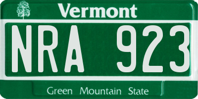VT license plate NRA923