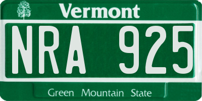 VT license plate NRA925