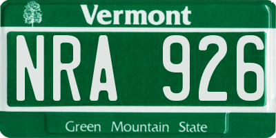 VT license plate NRA926