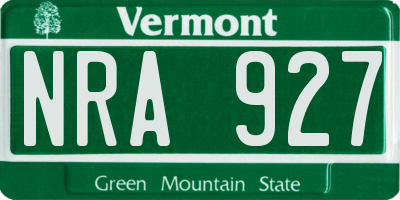 VT license plate NRA927