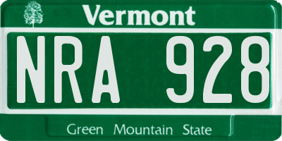 VT license plate NRA928