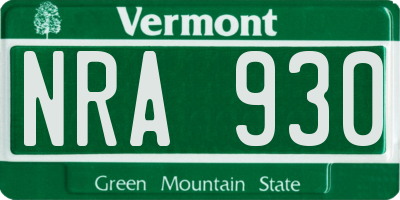 VT license plate NRA930