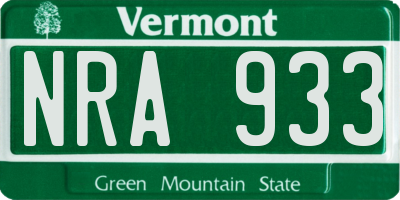 VT license plate NRA933