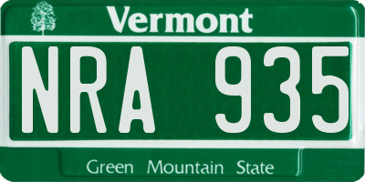 VT license plate NRA935