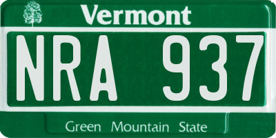 VT license plate NRA937