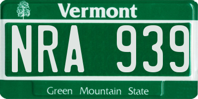 VT license plate NRA939