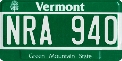 VT license plate NRA940