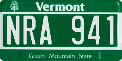 VT license plate NRA941