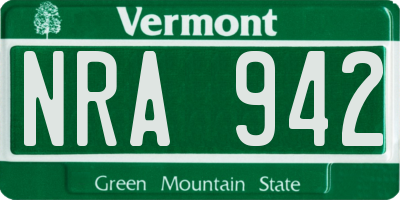 VT license plate NRA942