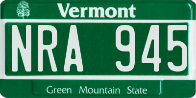 VT license plate NRA945