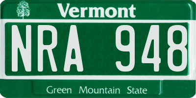 VT license plate NRA948
