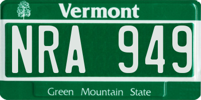 VT license plate NRA949