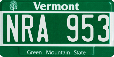 VT license plate NRA953