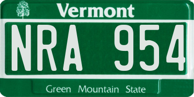 VT license plate NRA954