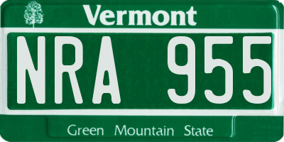 VT license plate NRA955