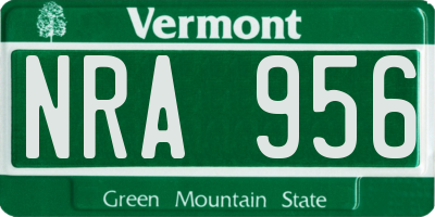 VT license plate NRA956