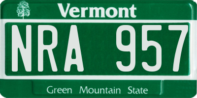VT license plate NRA957